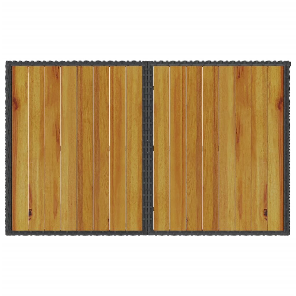 Stalas su mediniu stalviršiu, juodas, 110x68x70cm, poliratanas