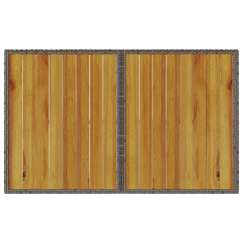 Stalas su mediniu stalviršiu, pilkas, 110x68x70cm, poliratanas