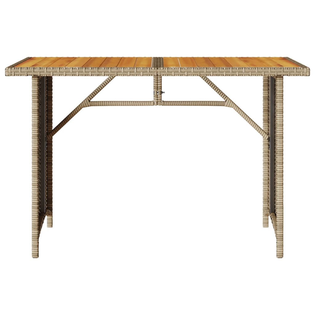 Table with wooden top, sand, 110x68x70cm, polyrattan