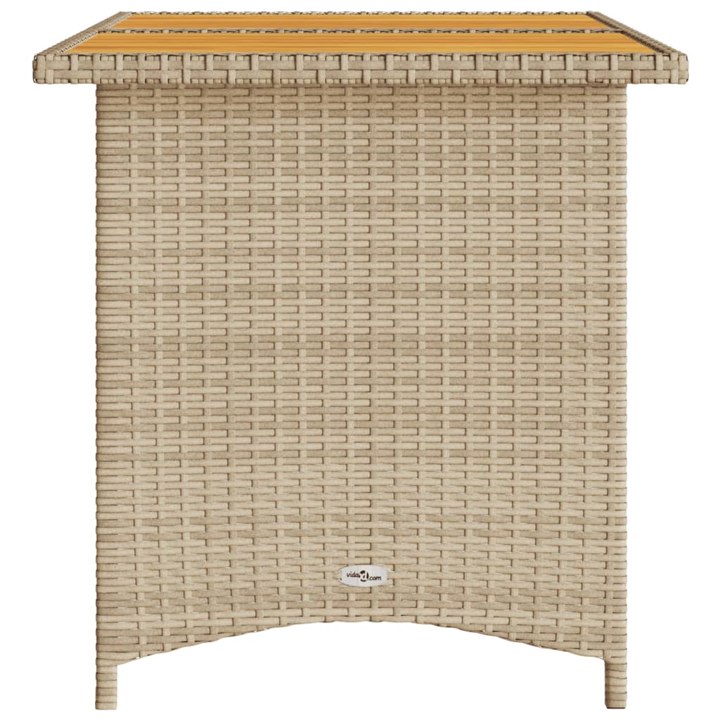 Table with wooden top, sand, 110x68x70cm, polyrattan