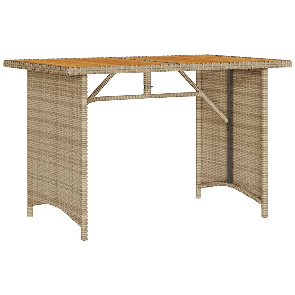 Table with wooden top, sand, 110x68x70cm, polyrattan