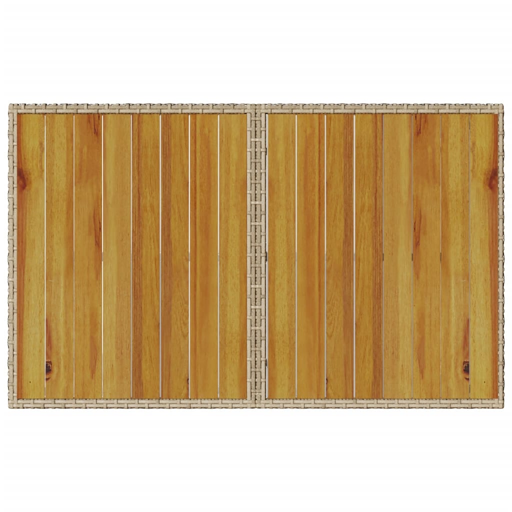 Table with wooden top, sand, 110x68x70cm, polyrattan