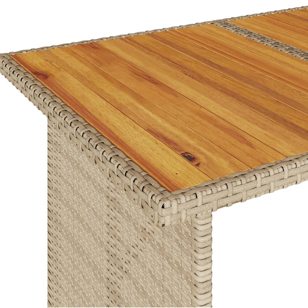 Table with wooden top, sand, 110x68x70cm, polyrattan