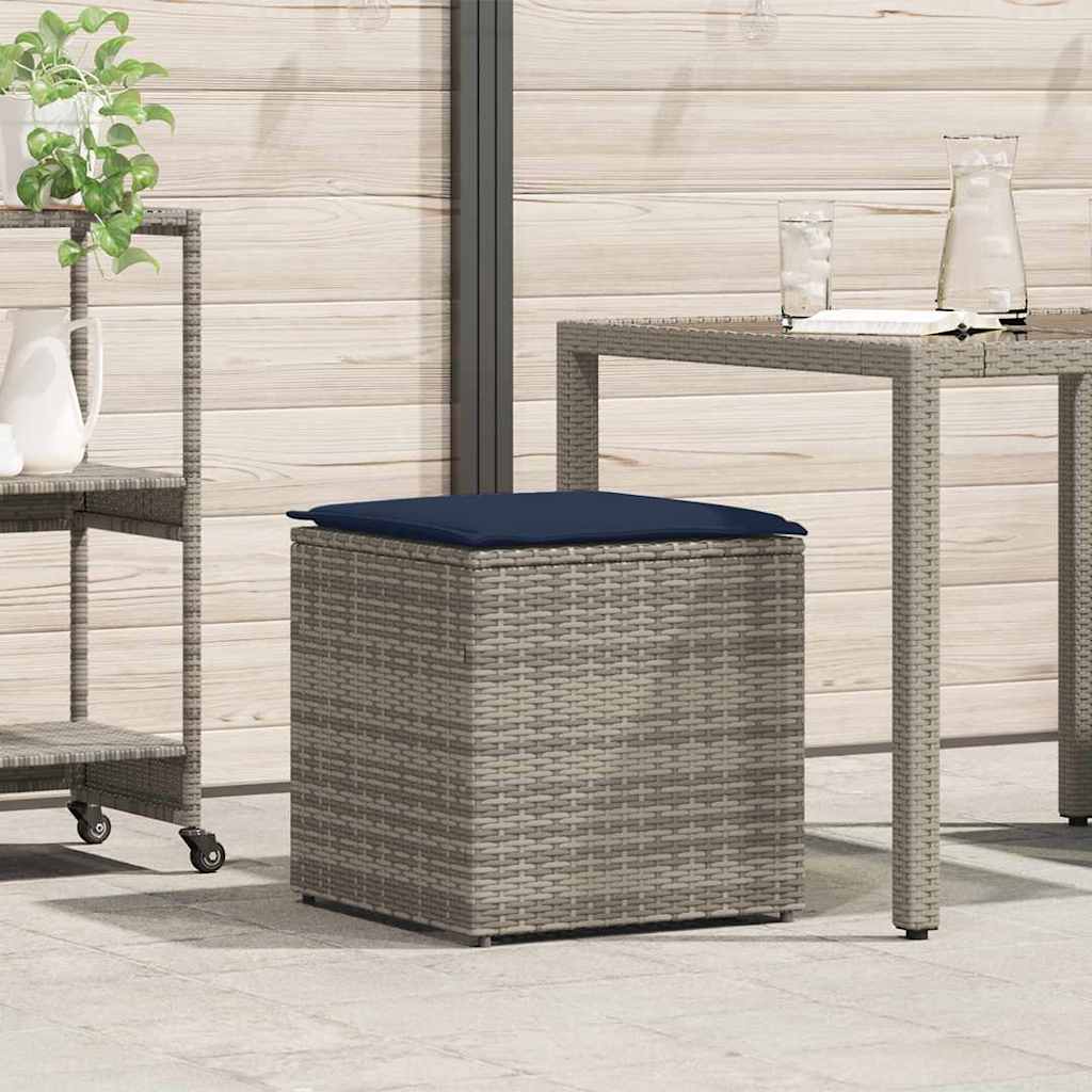 Cushion Box with Storage Grey 50 x 50 x 50 cm Polyrattan