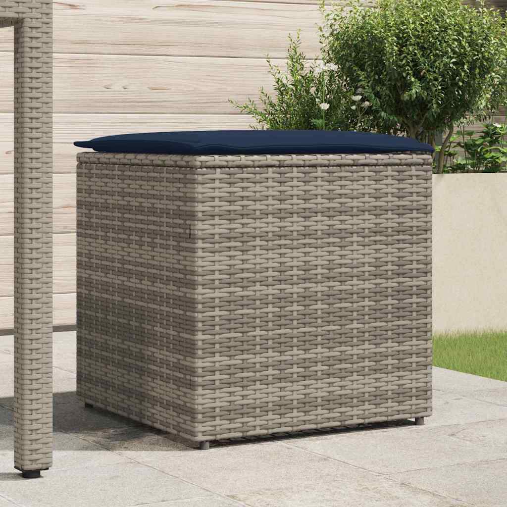 Cushion Box with Storage Grey 50 x 50 x 50 cm Polyrattan