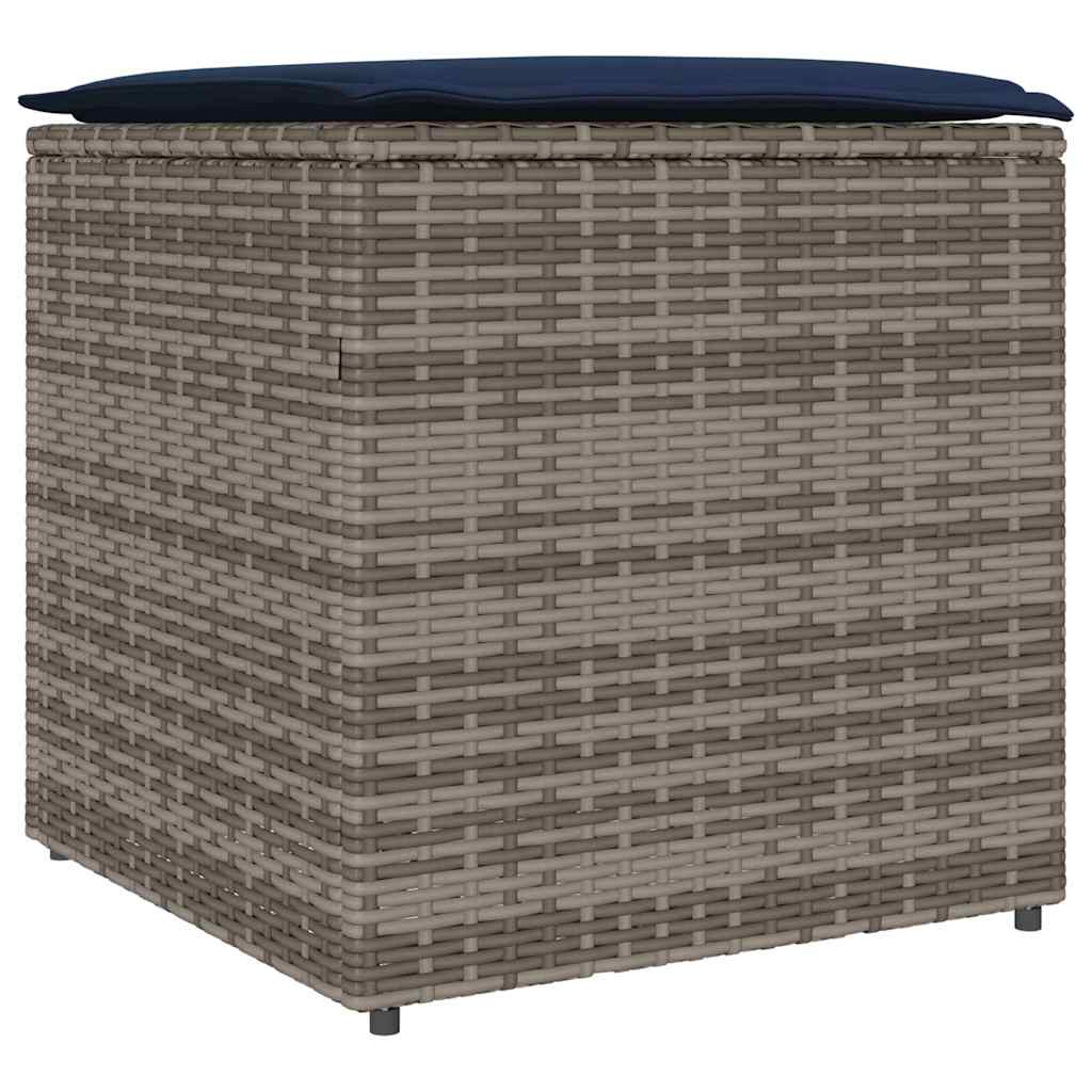 Cushion Box with Storage Grey 50 x 50 x 50 cm Polyrattan