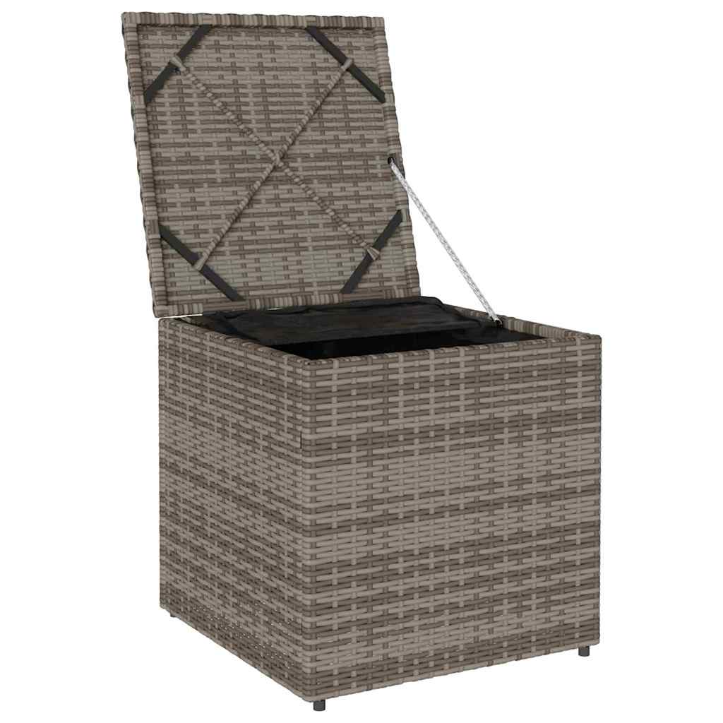 Cushion Box with Storage Grey 50 x 50 x 50 cm Polyrattan