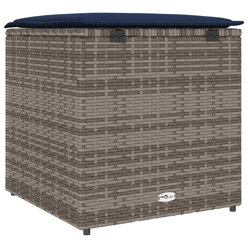 Cushion Box with Storage Grey 50 x 50 x 50 cm Polyrattan
