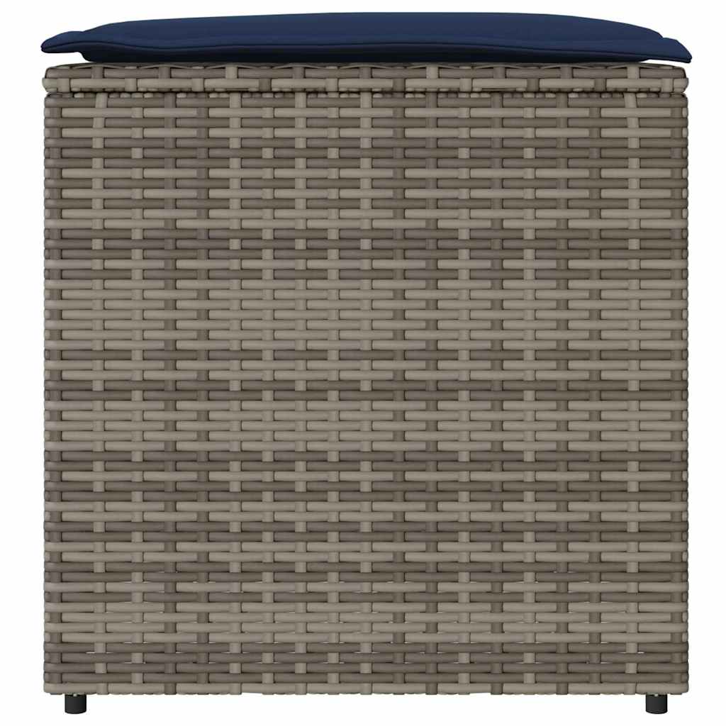 Cushion Box with Storage Grey 50 x 50 x 50 cm Polyrattan