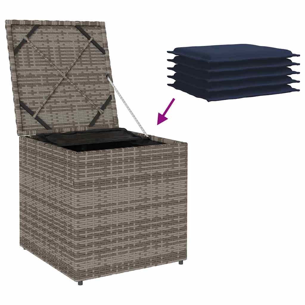 Cushion Box with Storage Grey 50 x 50 x 50 cm Polyrattan