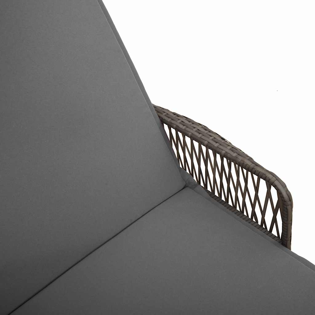 Sun Lounger with Pillow Grey Poly Rattan