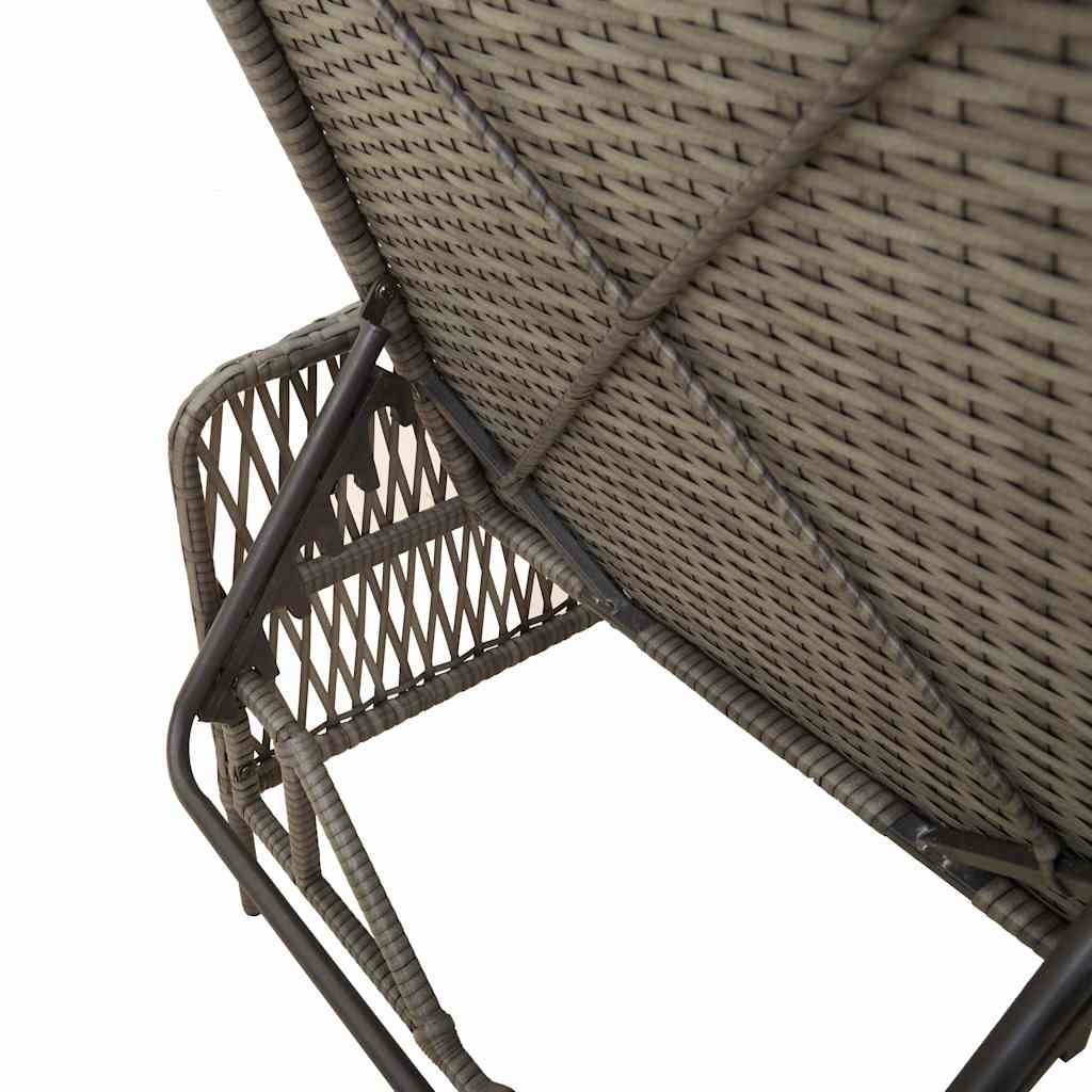 Sun Lounger with Pillow Grey Poly Rattan