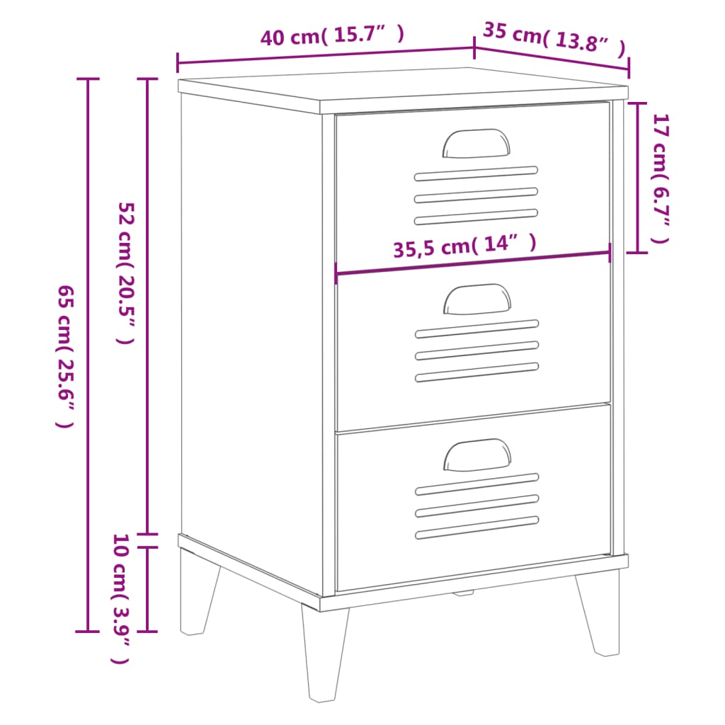 Nightstand VIKEN, white, treated wood