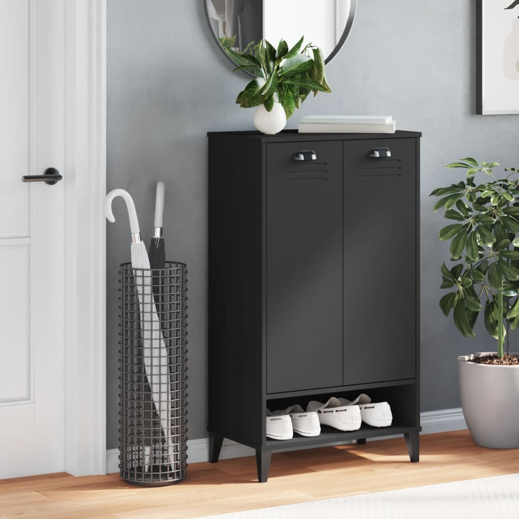 Shoe cabinet VIKEN, black, solid pine wood