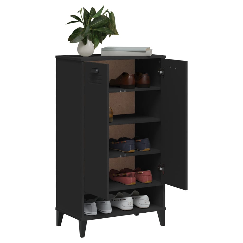 Shoe cabinet VIKEN, black, solid pine wood