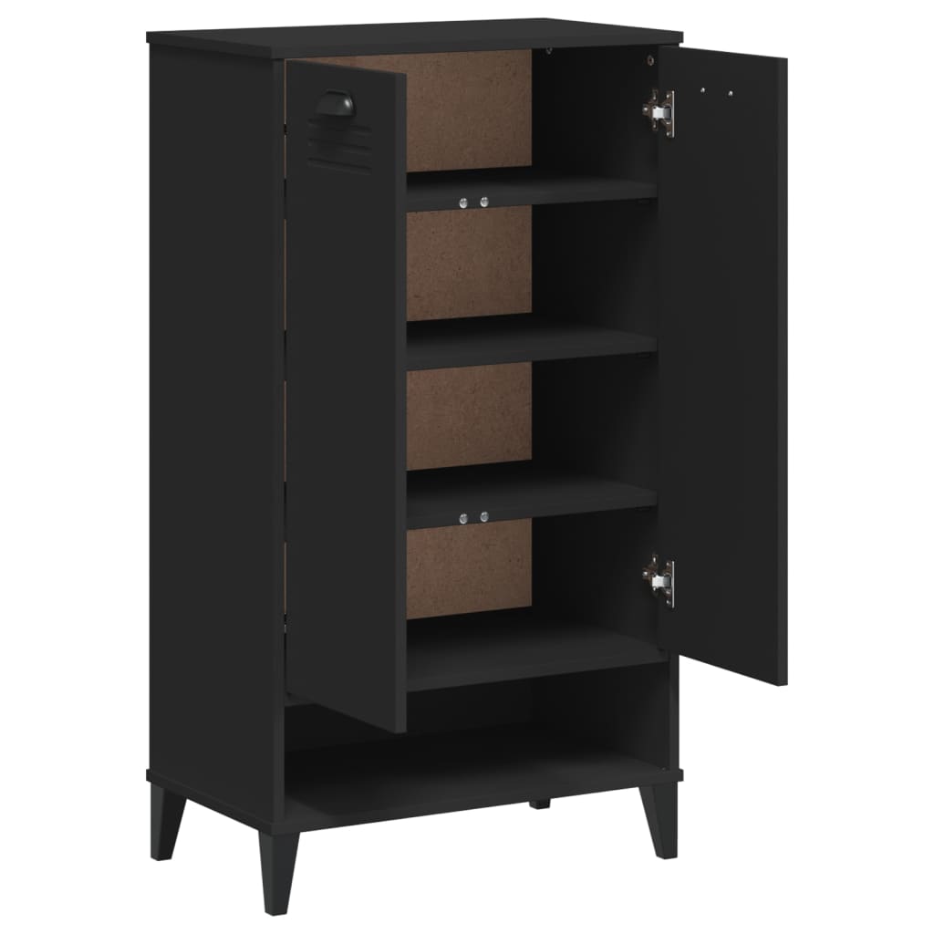 Shoe cabinet VIKEN, black, solid pine wood