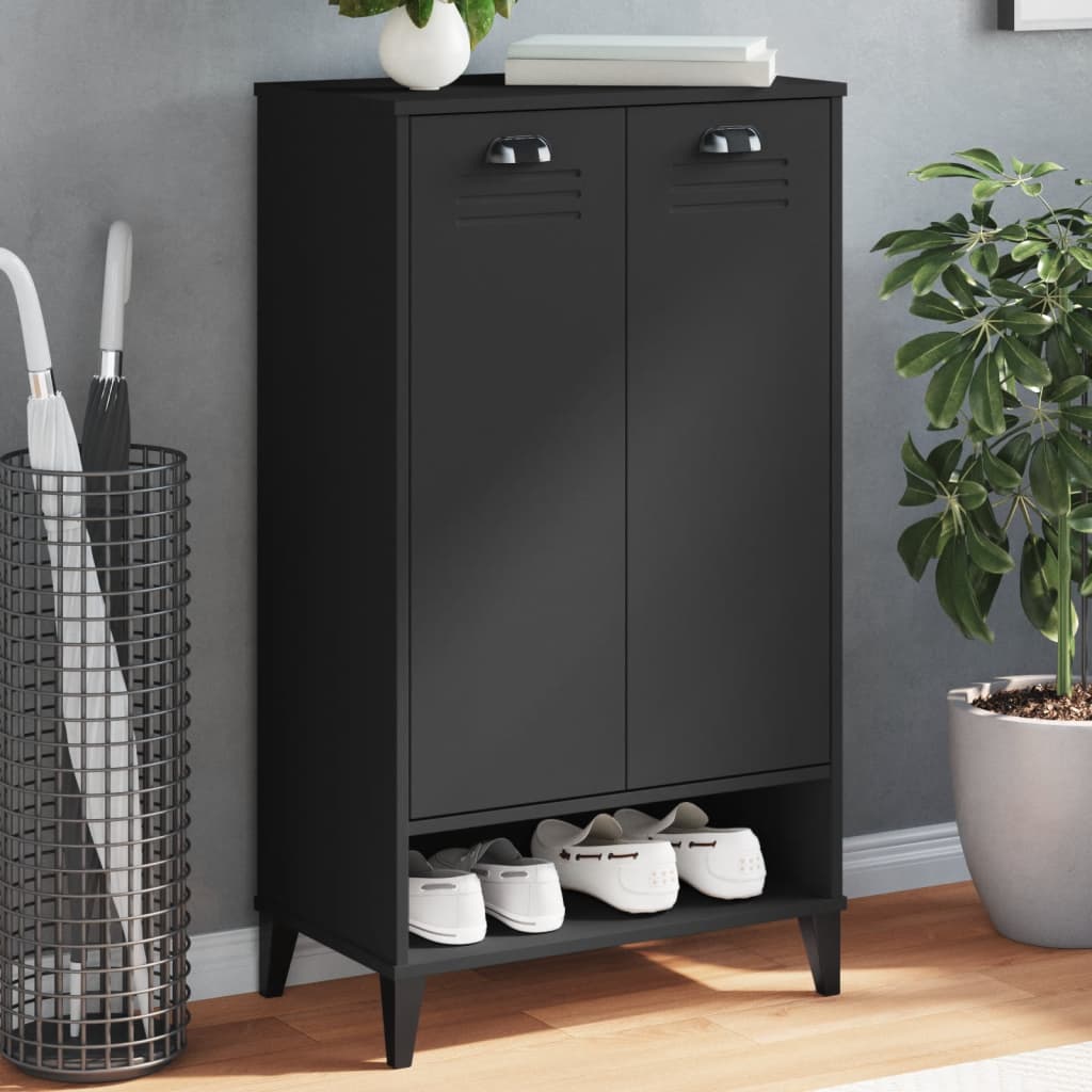 Shoe cabinet VIKEN, black, solid pine wood