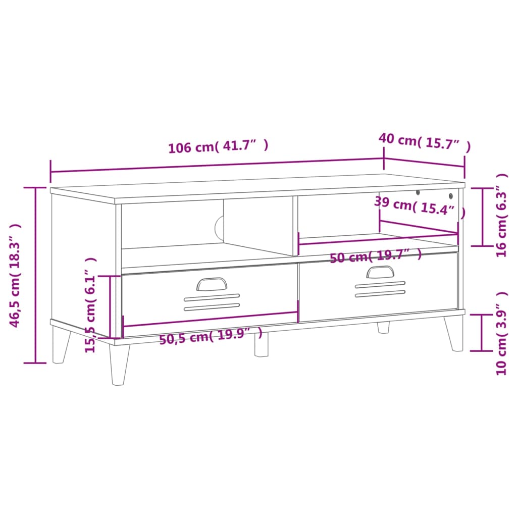 TV unit VIKEN, anthracite gray, solid pine