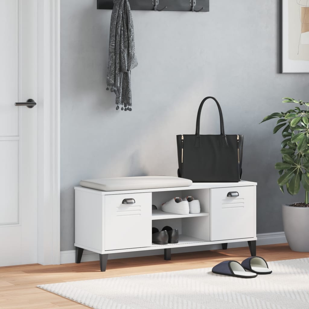 Shoe bench VIKEN, white, 106x35x45cm, solid pine