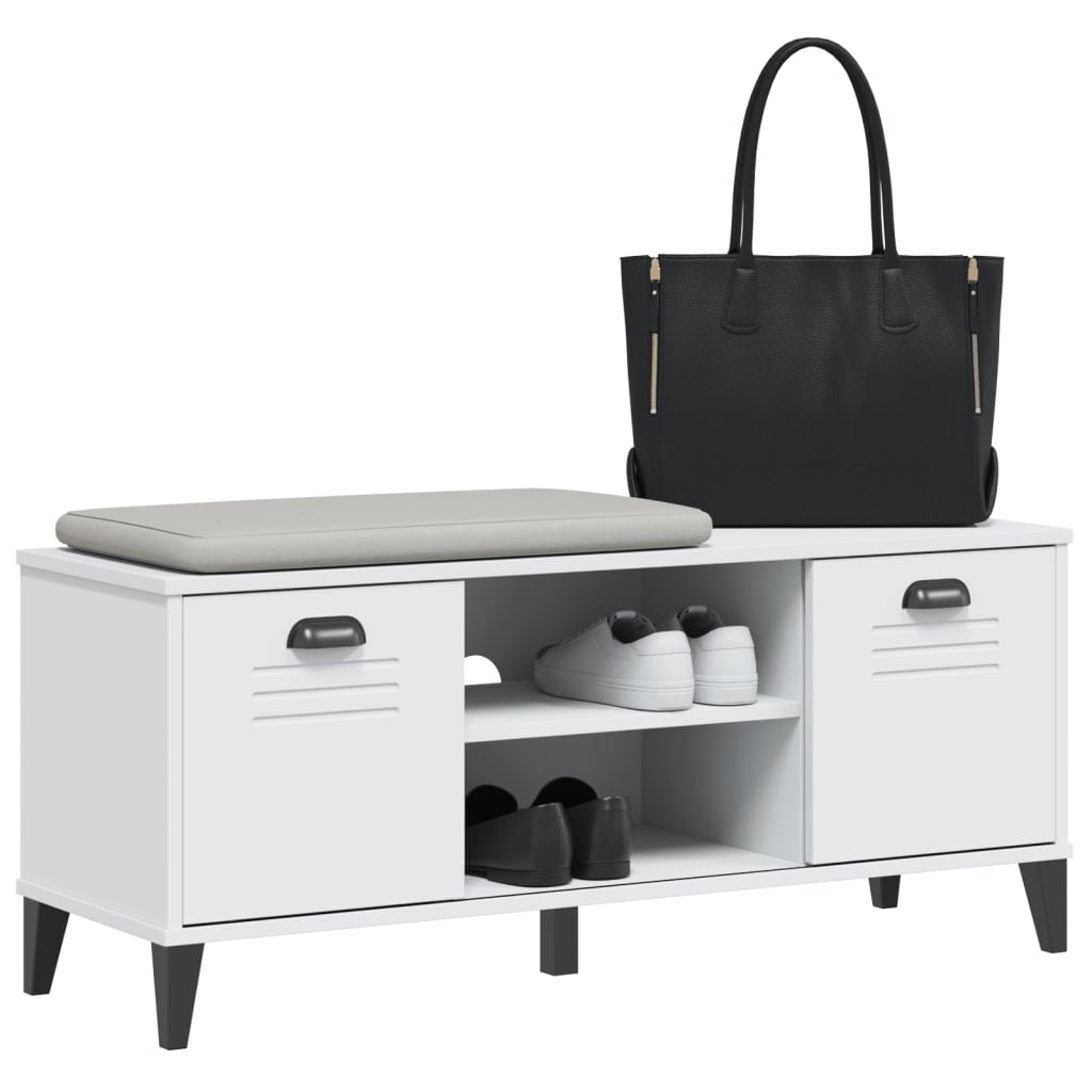 Shoe bench VIKEN, white, 106x35x45cm, solid pine