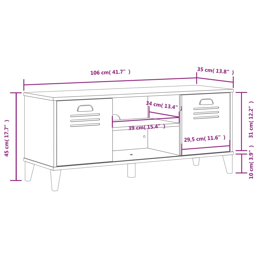 Shoe bench VIKEN, white, 106x35x45cm, solid pine