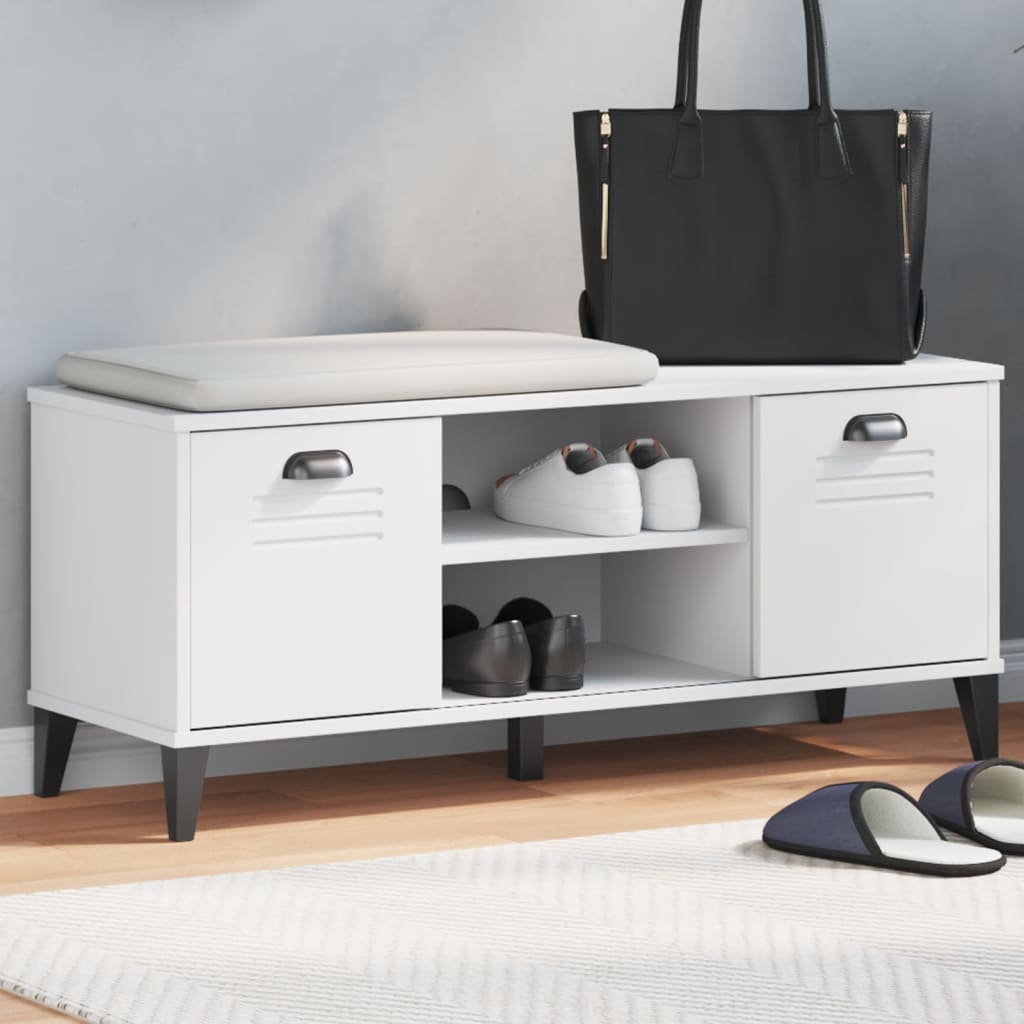 Shoe bench VIKEN, white, 106x35x45cm, solid pine