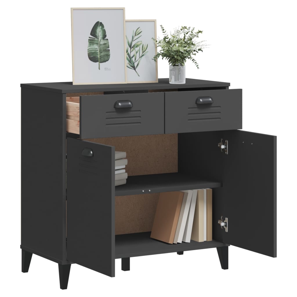 Sideboard VIKEN, anthracite grey, 80x40x80cm, pine