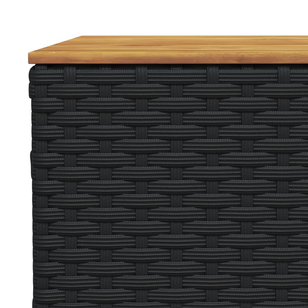 Garden table, black, 55x55x36cm, polyrattan/acacia wood