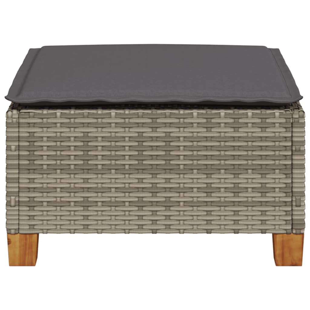 Garden stool with cushion, grey, 63.5x56x32cm, polyrattan