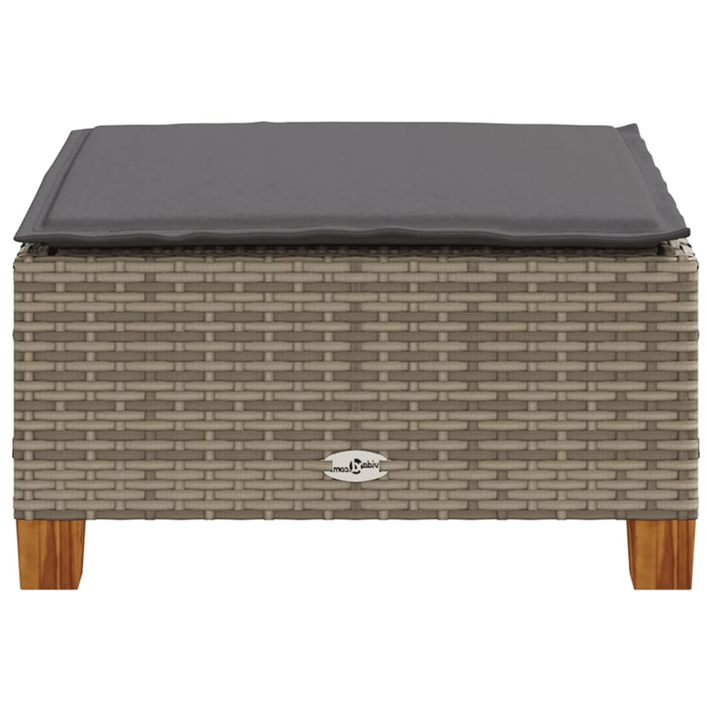 Garden stool with cushion, grey, 63.5x56x32cm, polyrattan