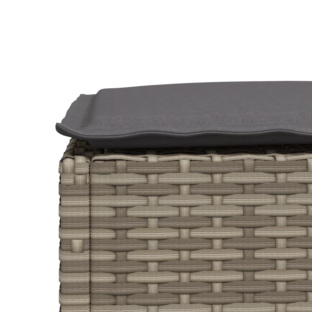 Garden stool with cushion, grey, 63.5x56x32cm, polyrattan