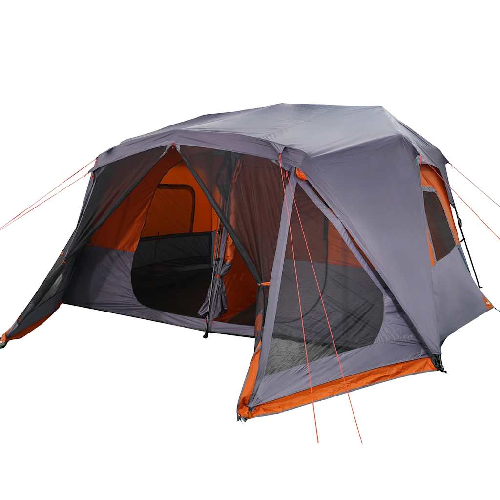 Family tent, grey and orange, 10 person, waterproof