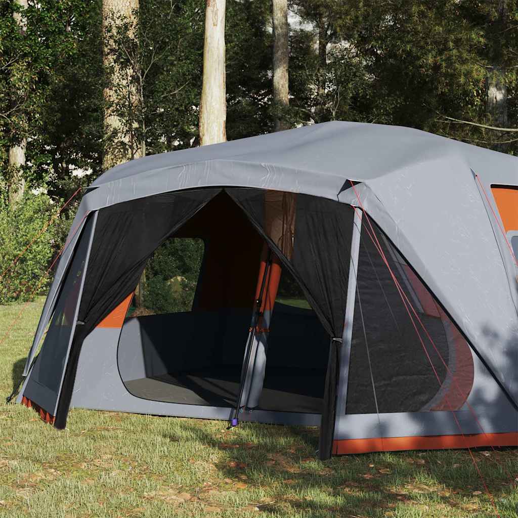 Family tent, grey and orange, 10 person, waterproof