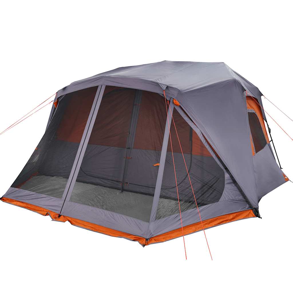 Family tent, grey and orange, 10 person, waterproof
