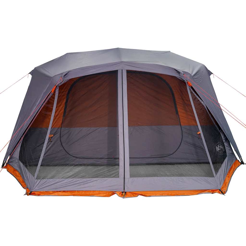 Family tent, grey and orange, 10 person, waterproof