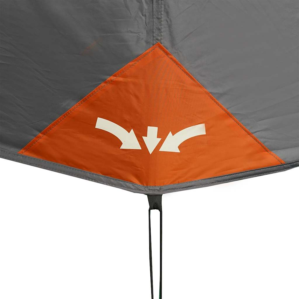 Family tent, grey and orange, 10 person, waterproof