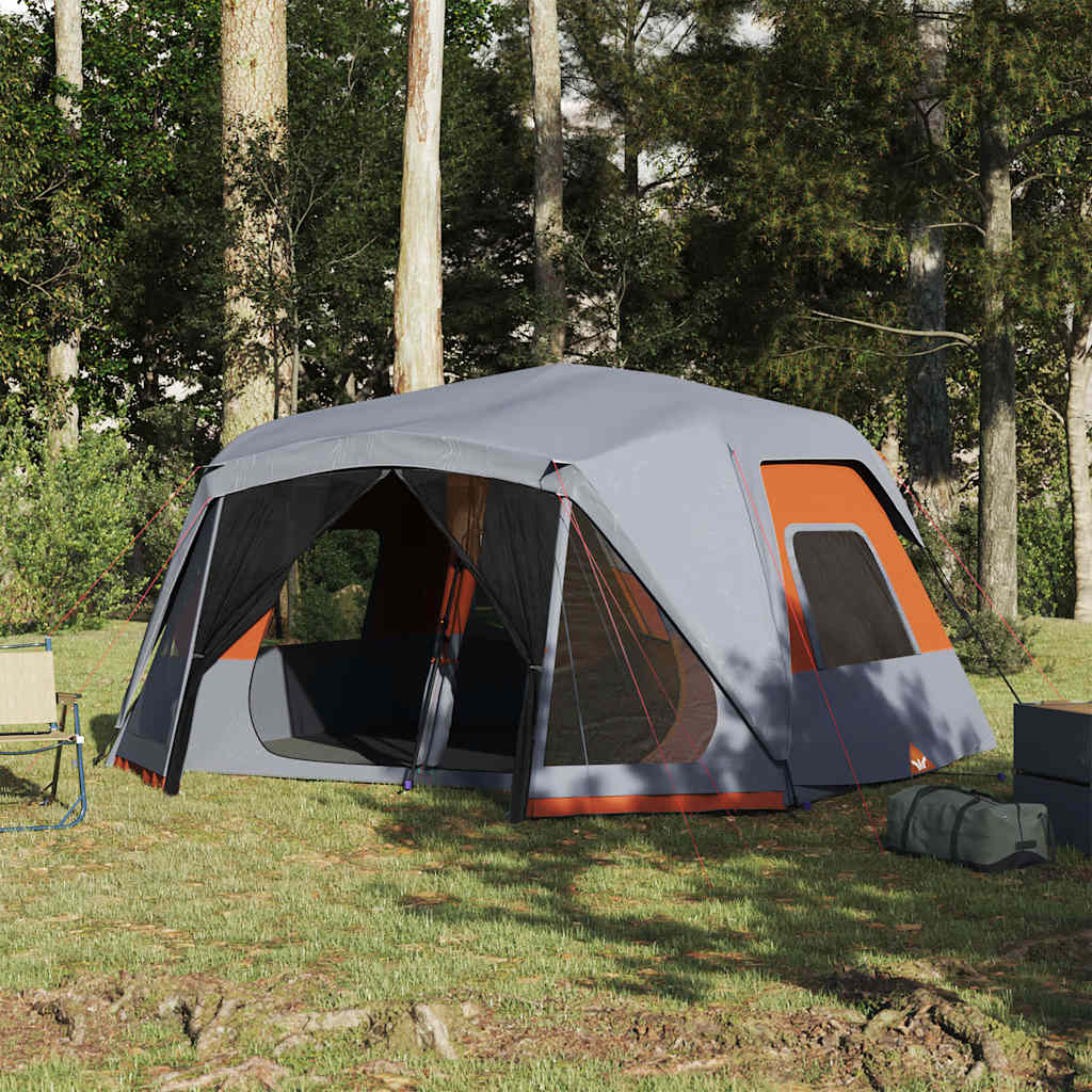 Family tent, grey and orange, 10 person, waterproof