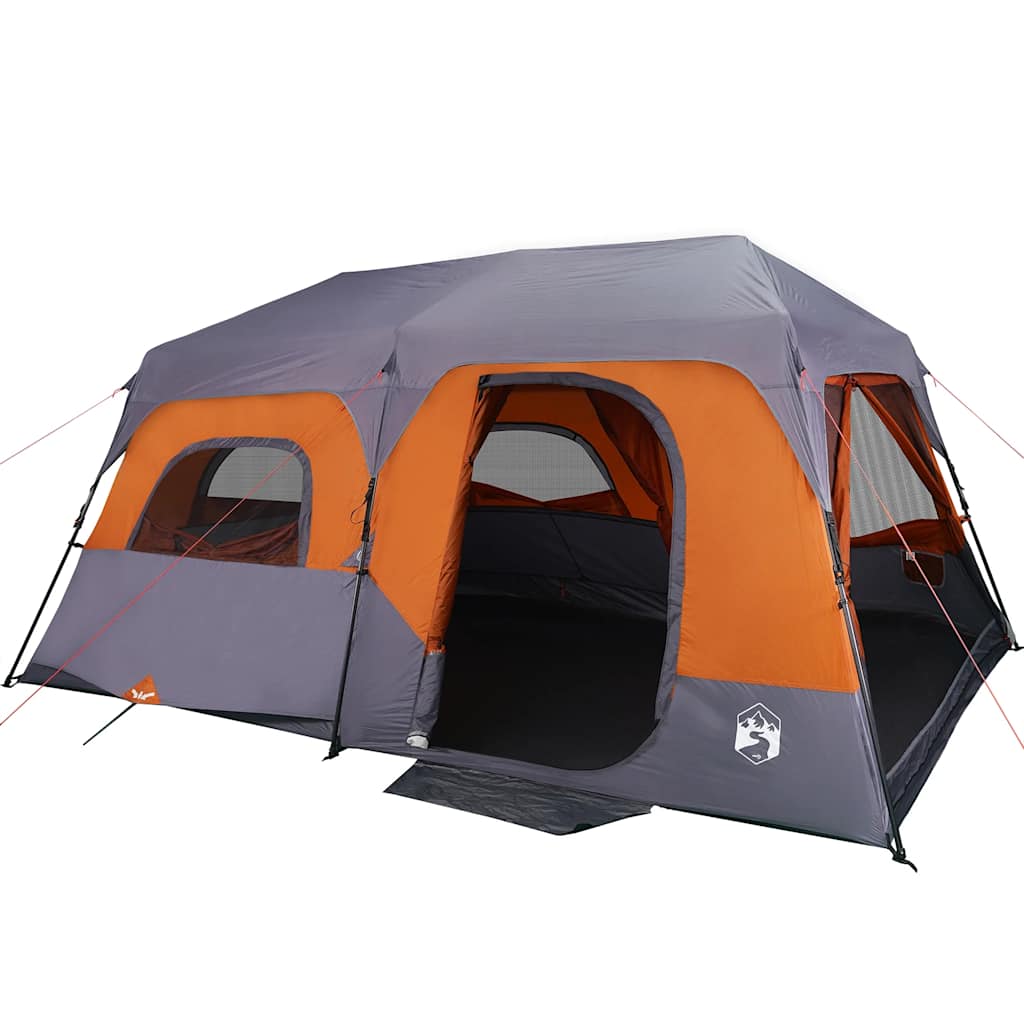 Family tent, grey/orange, 9-person, waterproof