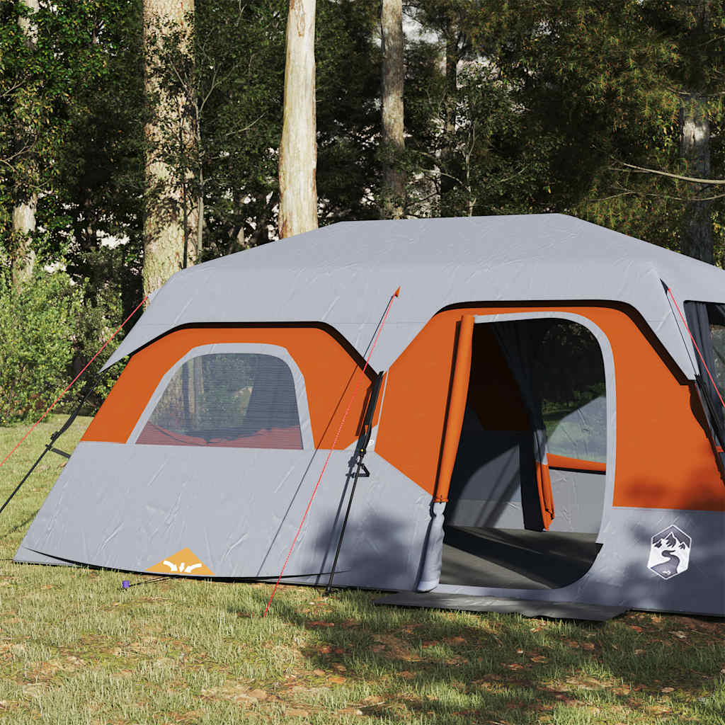 Family tent, grey/orange, 9-person, waterproof