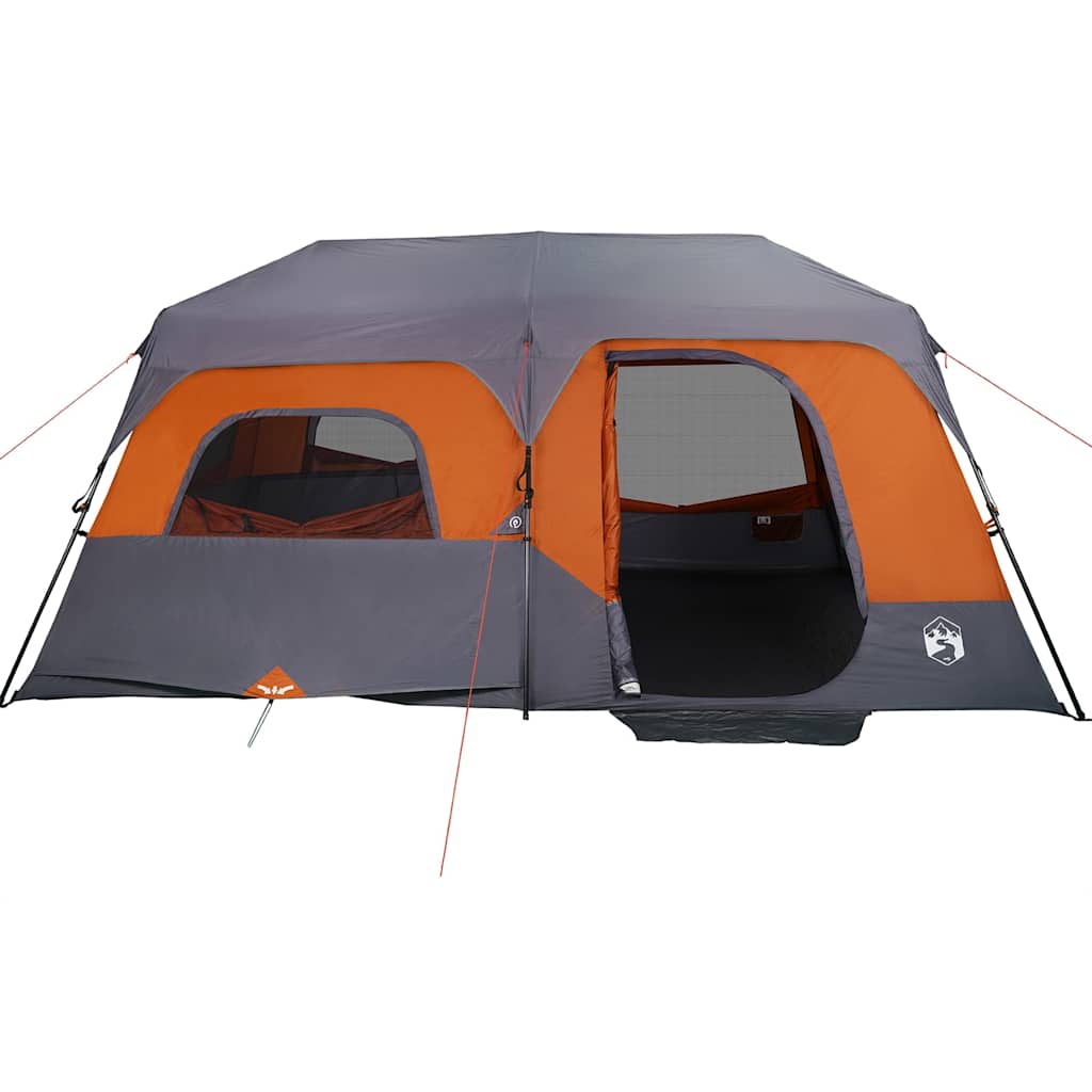 Family tent, grey/orange, 9-person, waterproof