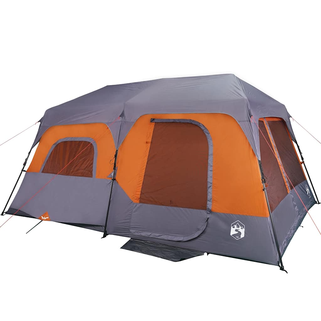 Family tent, grey/orange, 9-person, waterproof