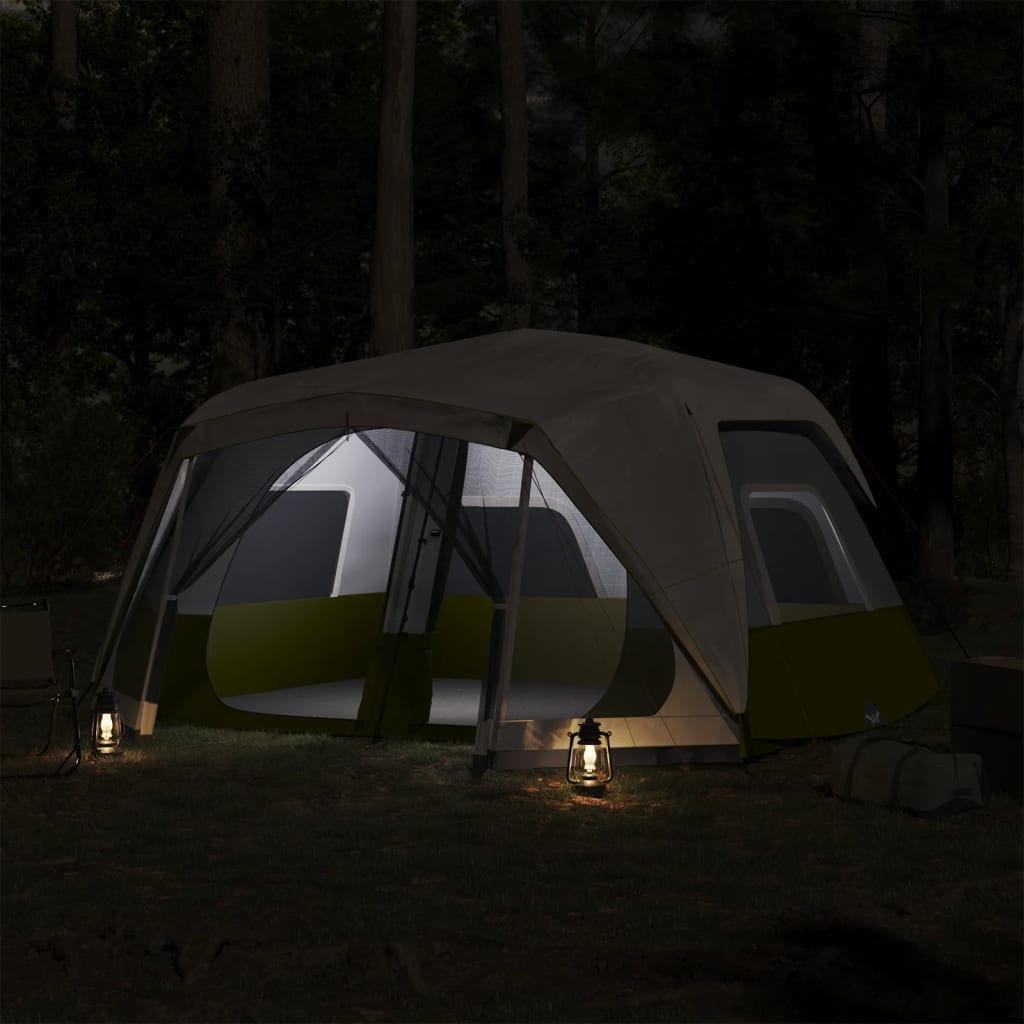 Family tent with LED, green, 10-person, quick-release