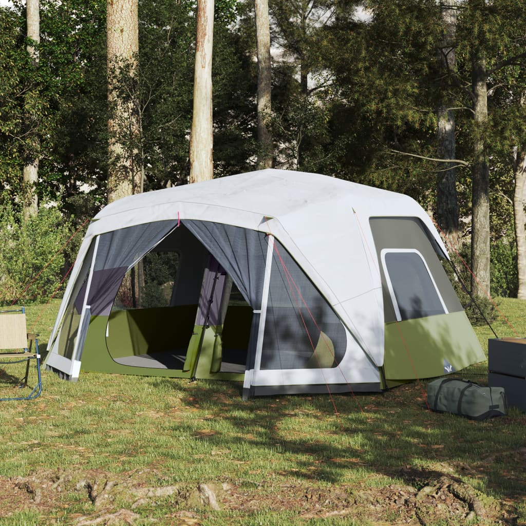 Family tent with LED, green, 10-person, quick-release