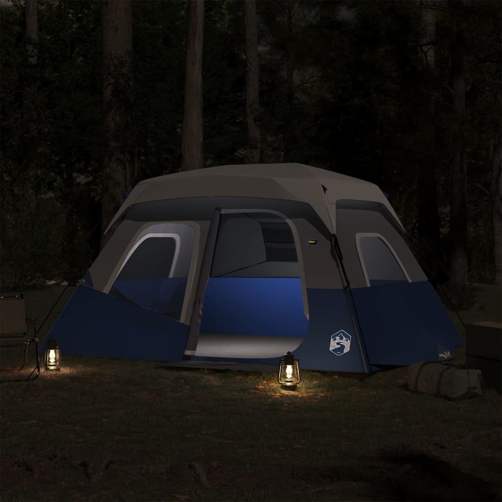 Family Tent with LED, Blue, Six-Person, Quick-Release