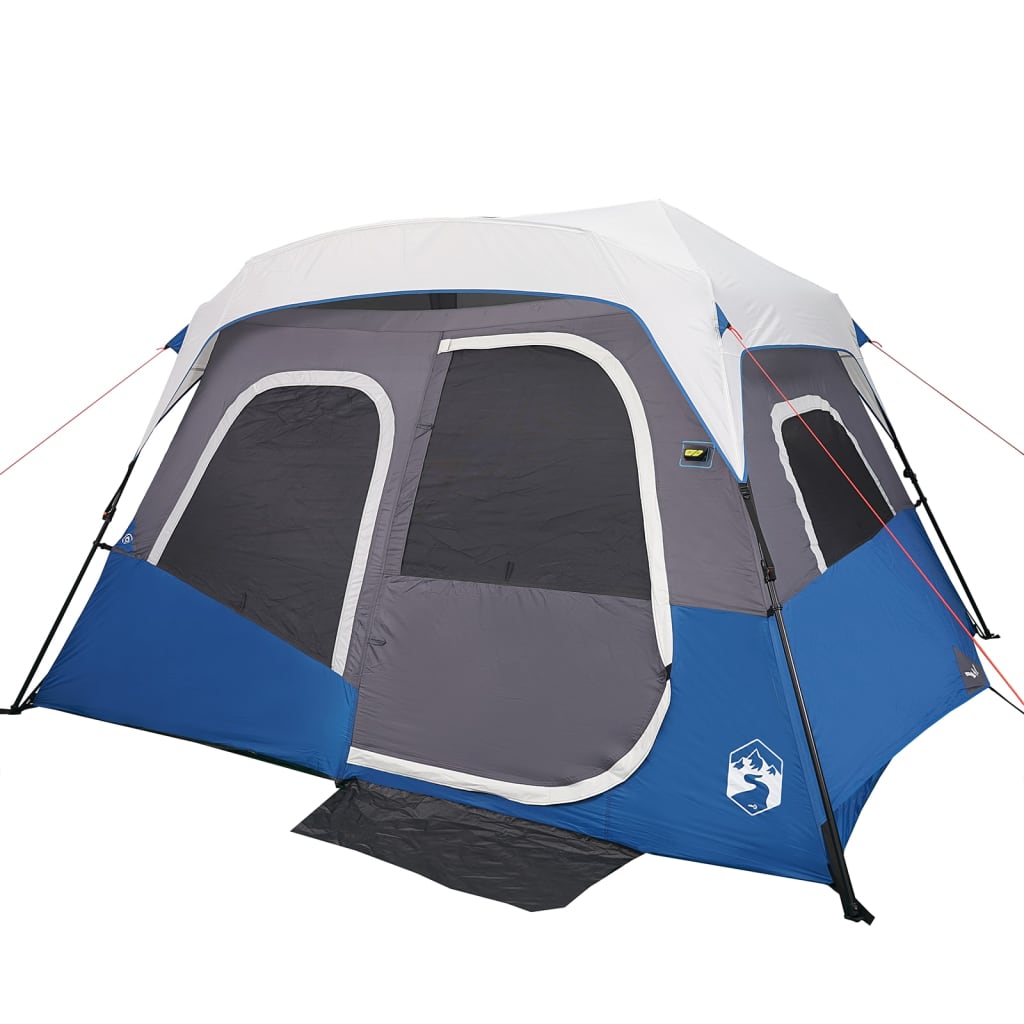 Family Tent with LED, Blue, Six-Person, Quick-Release
