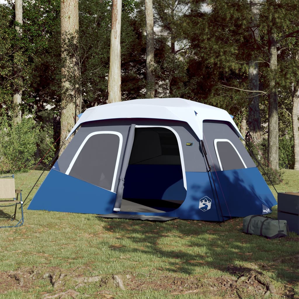 Family Tent with LED, Blue, Six-Person, Quick-Release