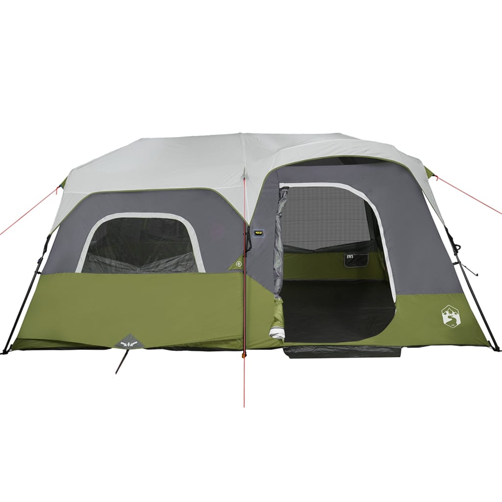 Family Tent with LED, Green, 9-Person, Quick Release