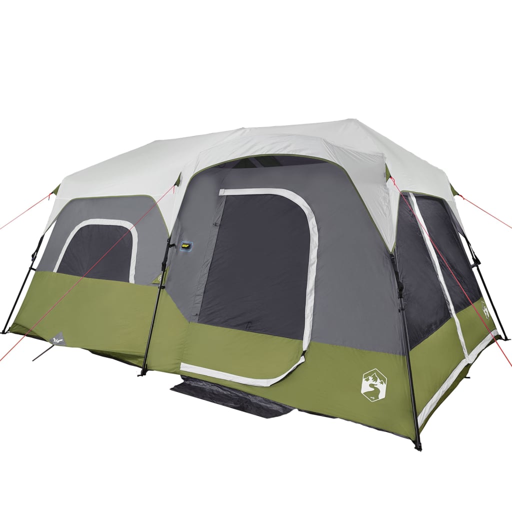 Family Tent with LED, Green, 9-Person, Quick Release
