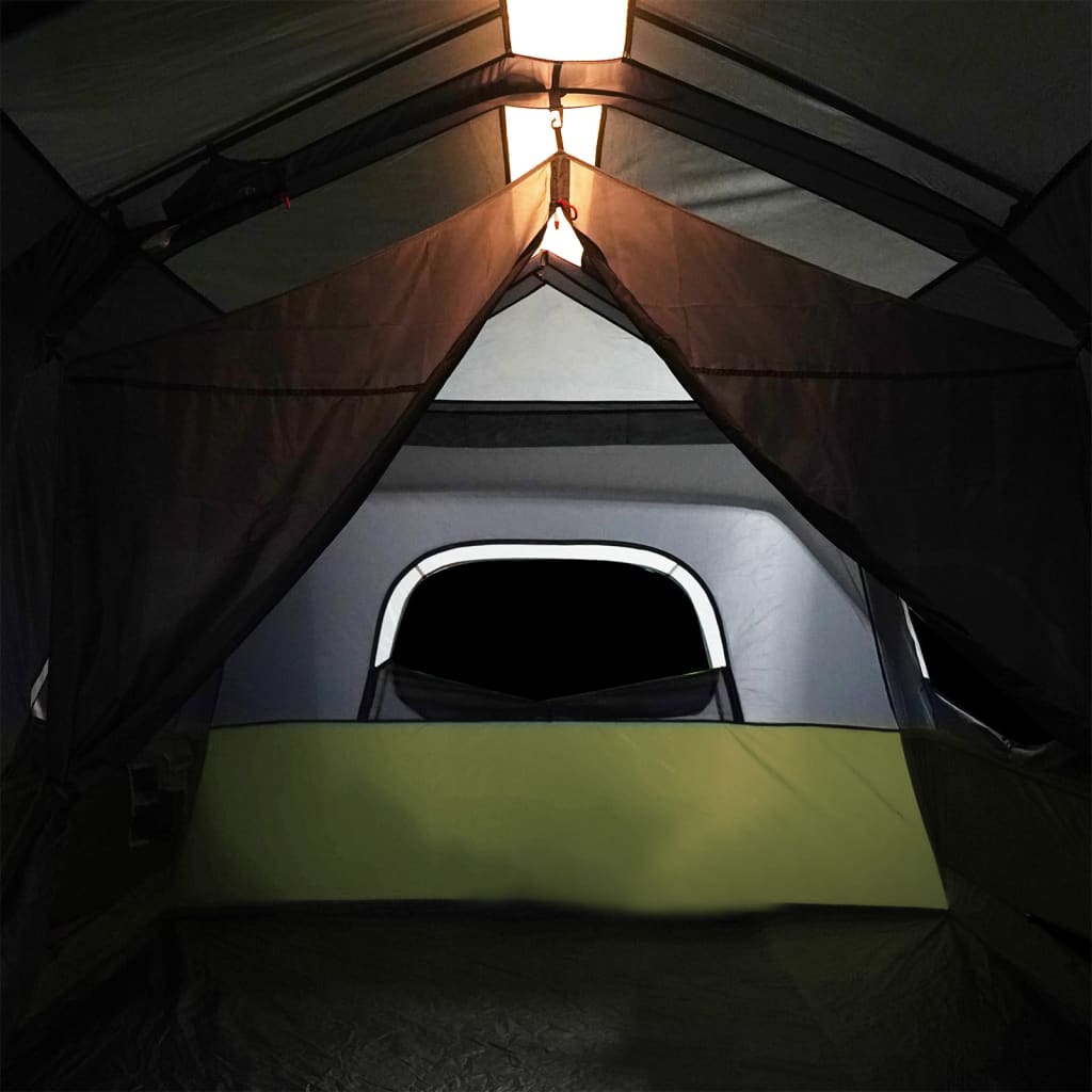 Family Tent with LED, Green, 9-Person, Quick Release