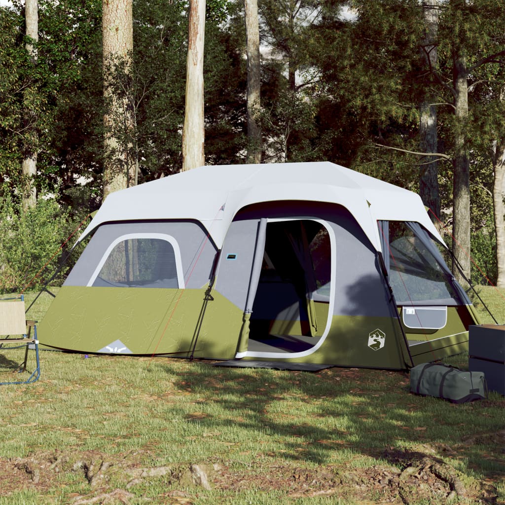 Family Tent with LED, Green, 9-Person, Quick Release